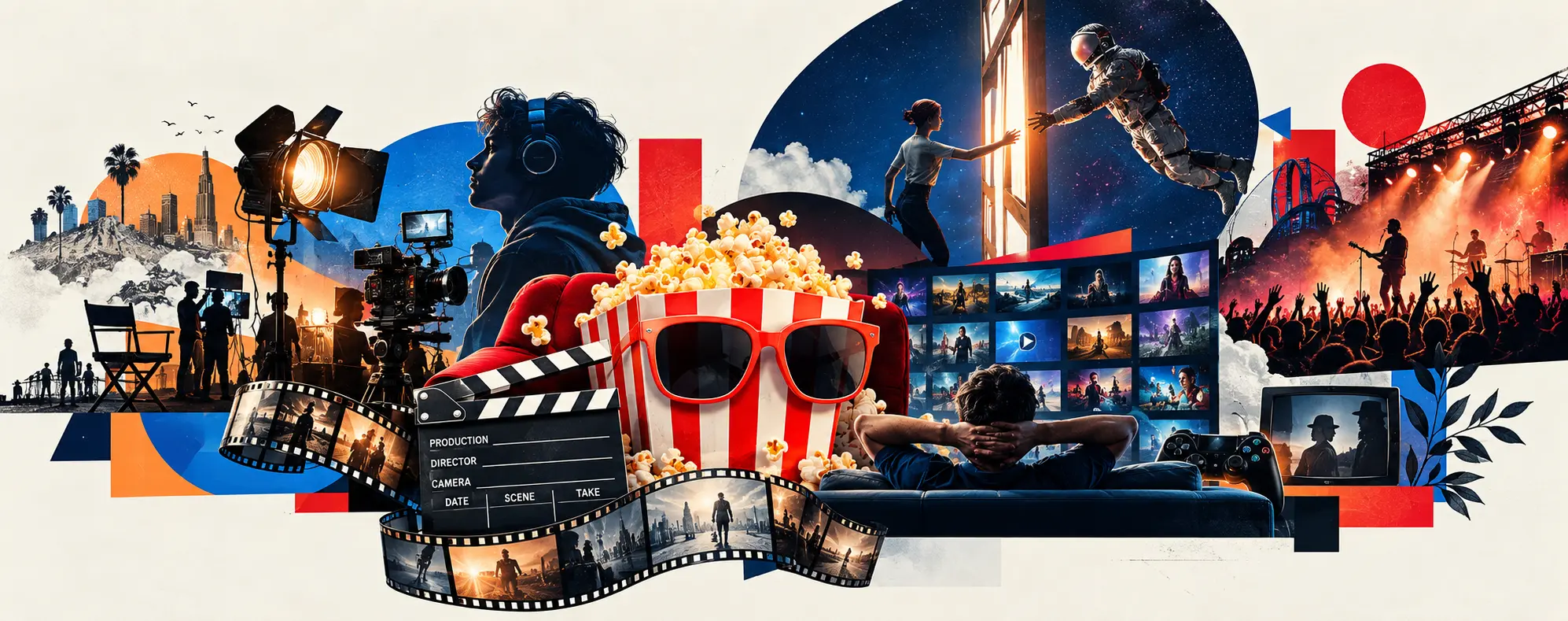 Entertainment visual identity with 3D cinema optics and viewing experiences